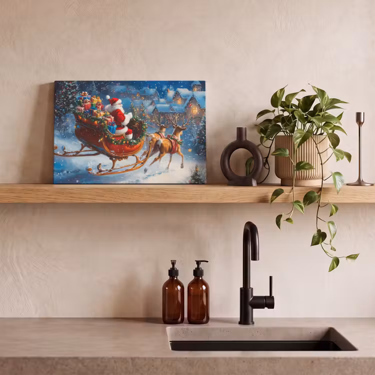Kerstman - Rendier - Kerst - Sneeuw canvas 2cm klein -sfeer3