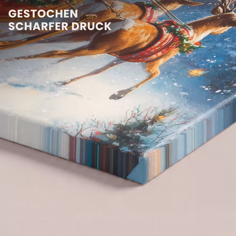 Kerstman - Rendier - Kerst - Sneeuw canvas 2cm klein -closeup_print_DE