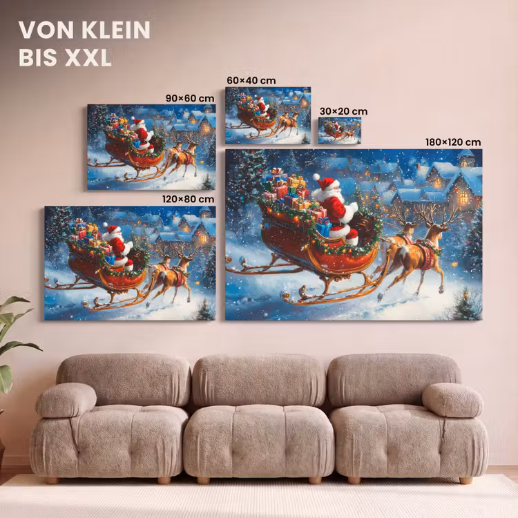 Kerstman - Rendier - Kerst - Sneeuw canvas 2cm klein -Xsfeer8_DE