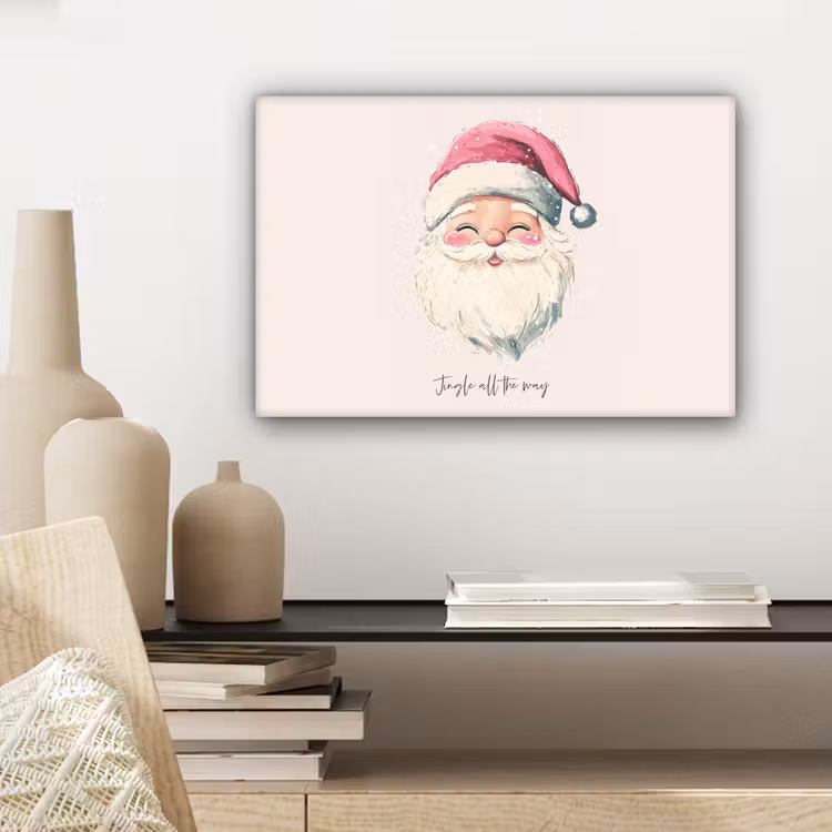 Kerstman - Kerst - Quote - Beige canvas 2cm klein -closeup_print_DE