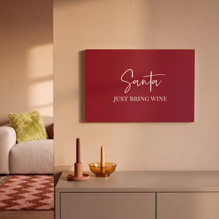 Santa - Wine - Rood - Kerst - Kerstman canvas 2cm klein -sfeer1