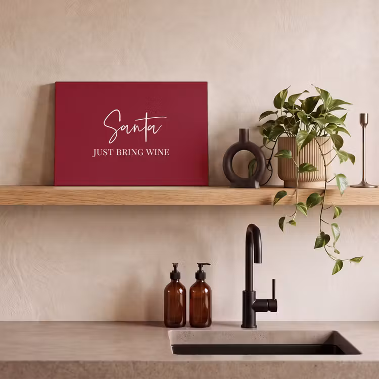 Santa - Wine - Rood - Kerst - Kerstman canvas 2cm klein -sfeer3