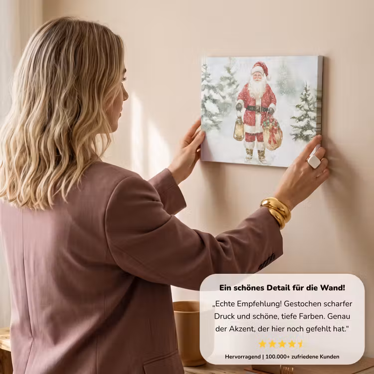 Kerstman- Winter - Sneeuw - Wit - Rood canvas 2cm klein -sfeer3
