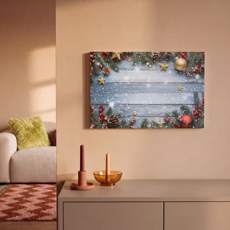 Kerstomlijsting - Sneeuw - Meerkleurig canvas 2cm klein -sfeer1