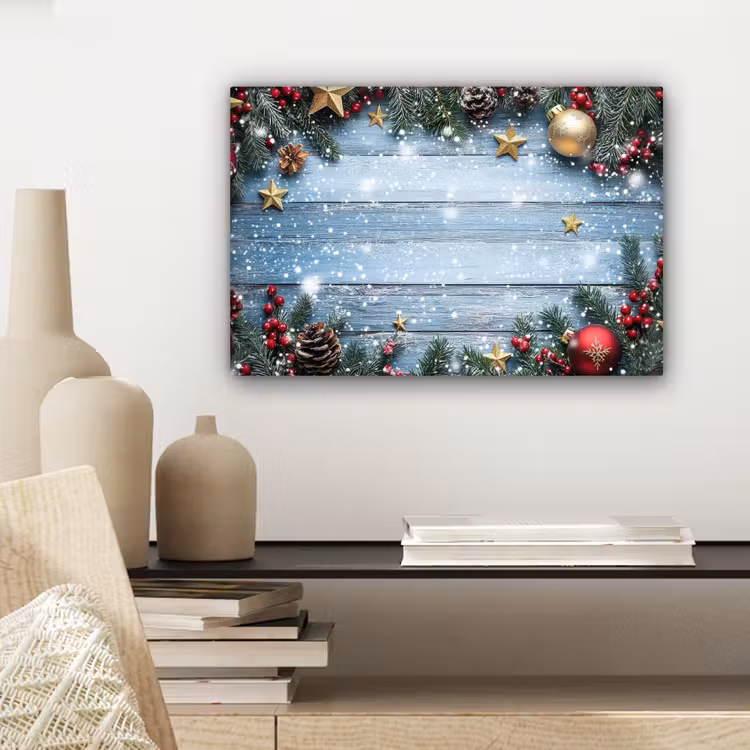 Kerstomlijsting - Sneeuw - Meerkleurig canvas 2cm klein -closeup_print_DE