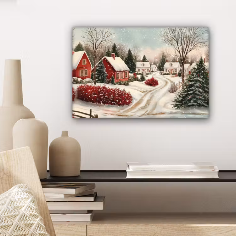 Kerstsfeer - Landelijk - Rood canvas 2cm klein -closeup_print_DE