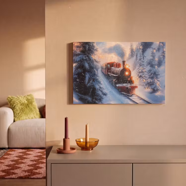 Kersttrein - Sneeuw - Winter - Kerst canvas 2cm klein -sfeer1