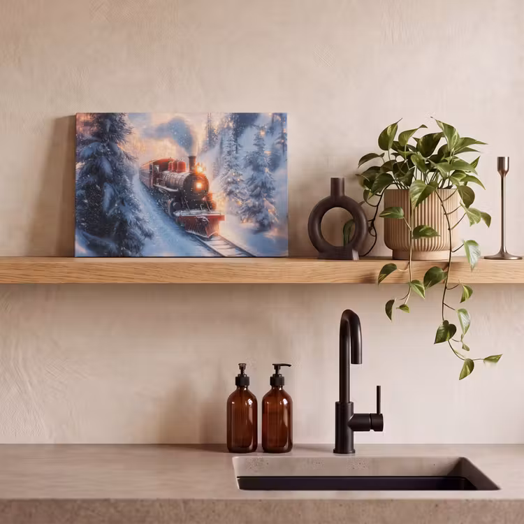 Kersttrein - Sneeuw - Winter - Kerst canvas 2cm klein -sfeer6
