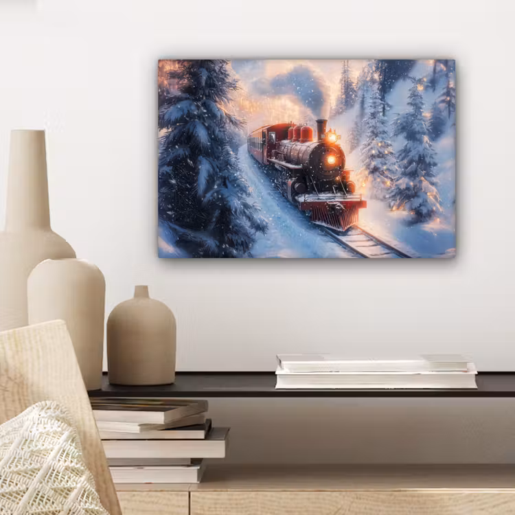 Kersttrein - Sneeuw - Winter - Kerst canvas 2cm klein -closeup_print_DE