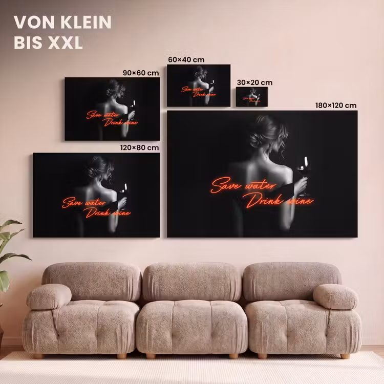 Wijn - Vrouw - Neon - Quote canvas 2cm klein -Xsfeer8_DE