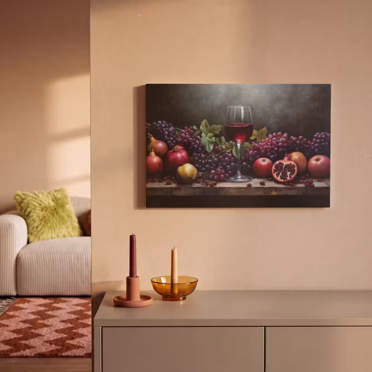 Wijn - Fruit - Stilleven canvas 2cm klein -sfeer1