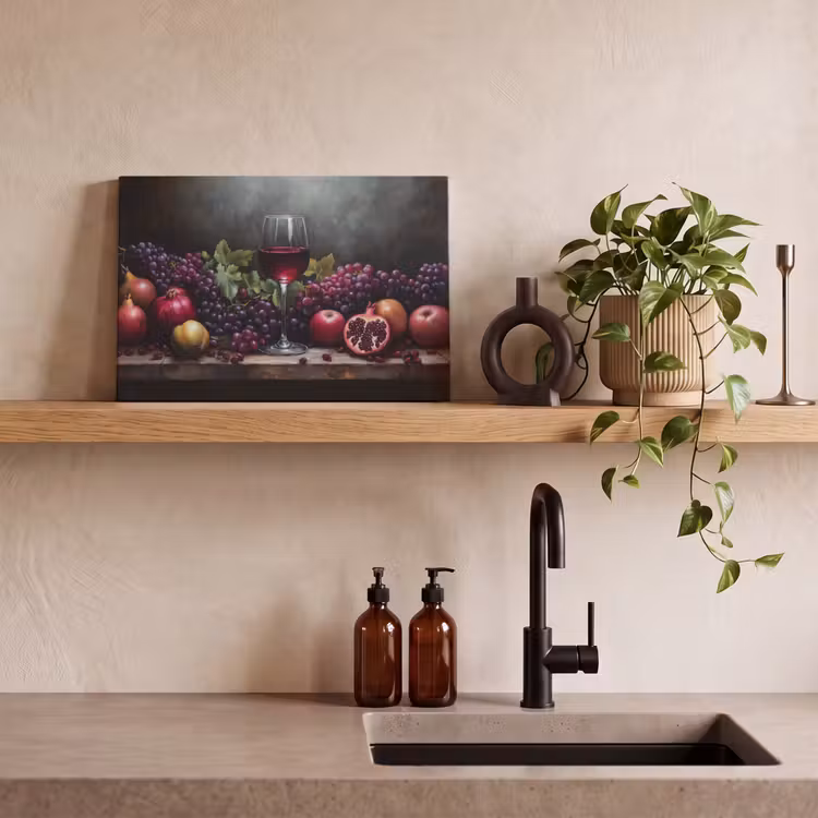 Wijn - Fruit - Stilleven canvas 2cm klein -sfeer3