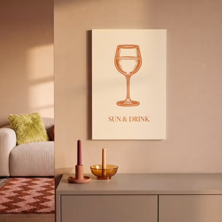 Wijn - Zomer - Quote - Oranje canvas 2cm klein -sfeer1