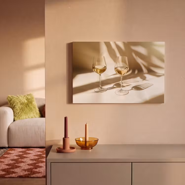 Wijn - Wijnglazen - Wit canvas 2cm klein -sfeer1