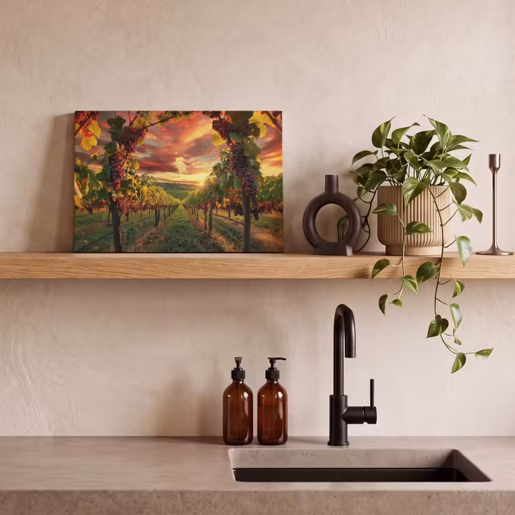 Wijngaard - Druiven - Zonsondergang canvas 2cm klein -sfeer3
