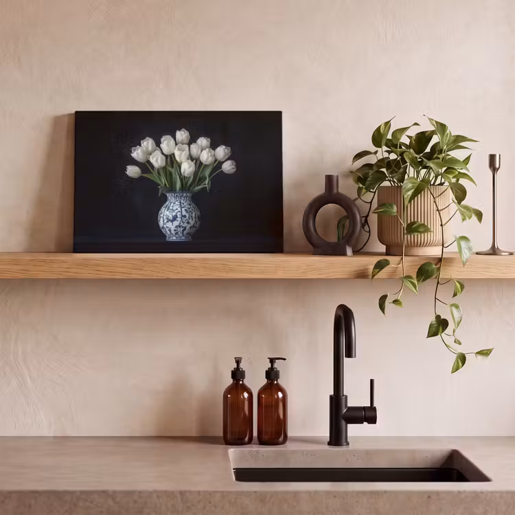 Wit - Bloemen - Tulpen - Vaas canvas 2cm klein -sfeer6