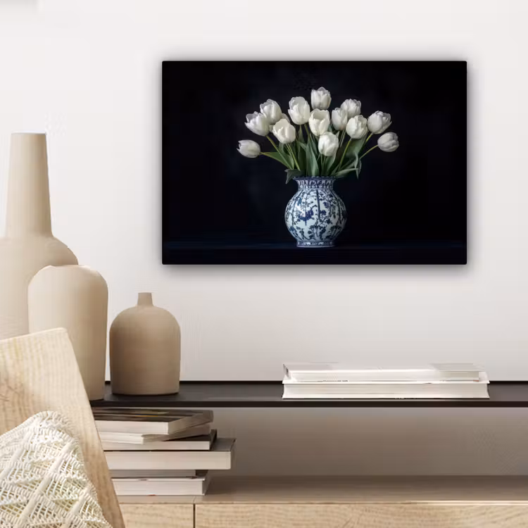Wit - Bloemen - Tulpen - Vaas canvas 2cm klein -closeup_print_DE