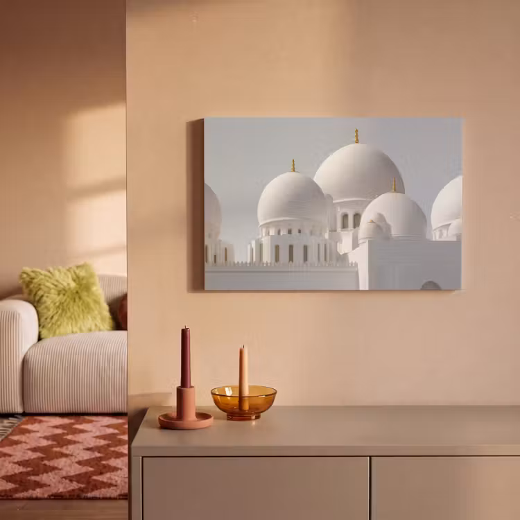 Witte koepels - Helderblauwe lucht - Islamitisch canvas 2cm klein -sfeer1