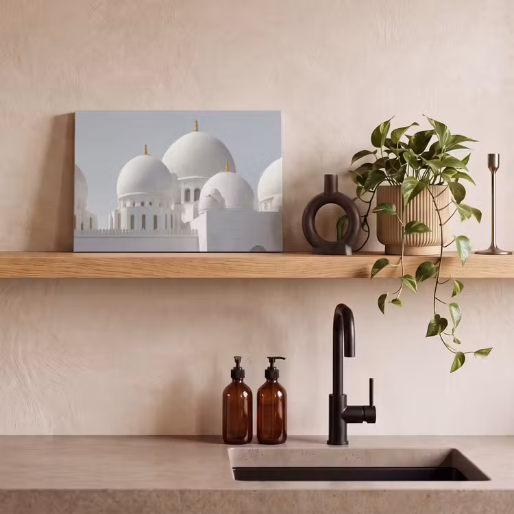Witte koepels - Helderblauwe lucht - Islamitisch canvas 2cm klein -sfeer3