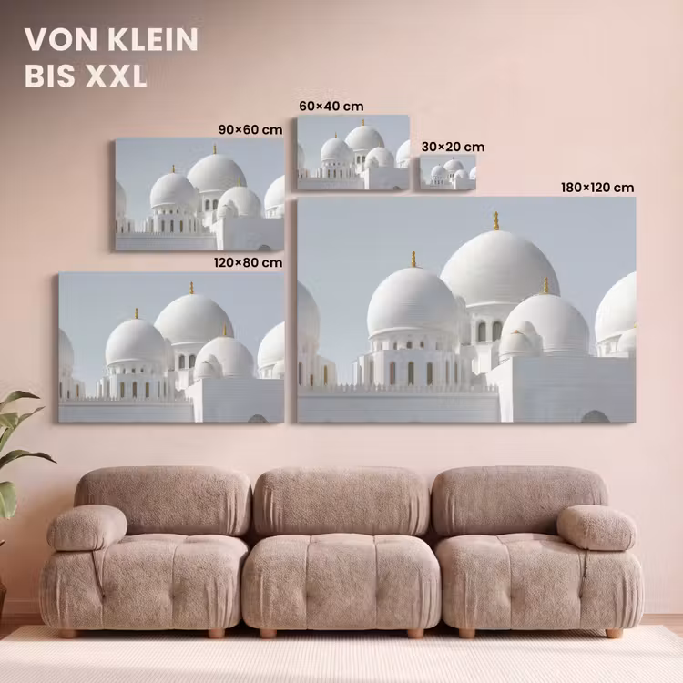 Witte koepels - Helderblauwe lucht - Islamitisch canvas 2cm klein -Xsfeer8_DE
