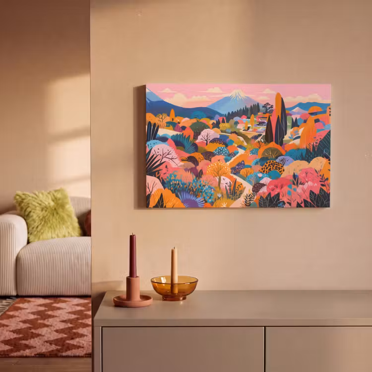 Witte bergtop - Modern - Kleurrijk canvas 2cm klein -sfeer1