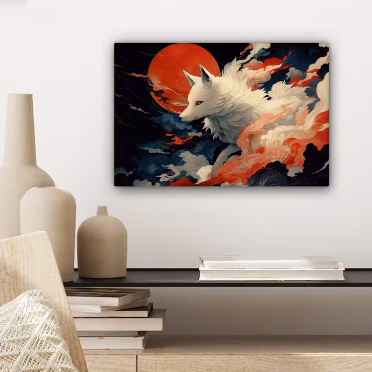 Witte vos - wolken - maan canvas 2cm klein -closeup_print_DE
