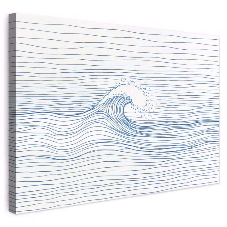 Golf - Brekende - Natuur - Minimalistisch - Blauw canvas 2cm klein -3d