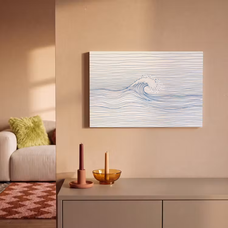 Golf - Brekende - Natuur - Minimalistisch - Blauw canvas 2cm klein -sfeer1