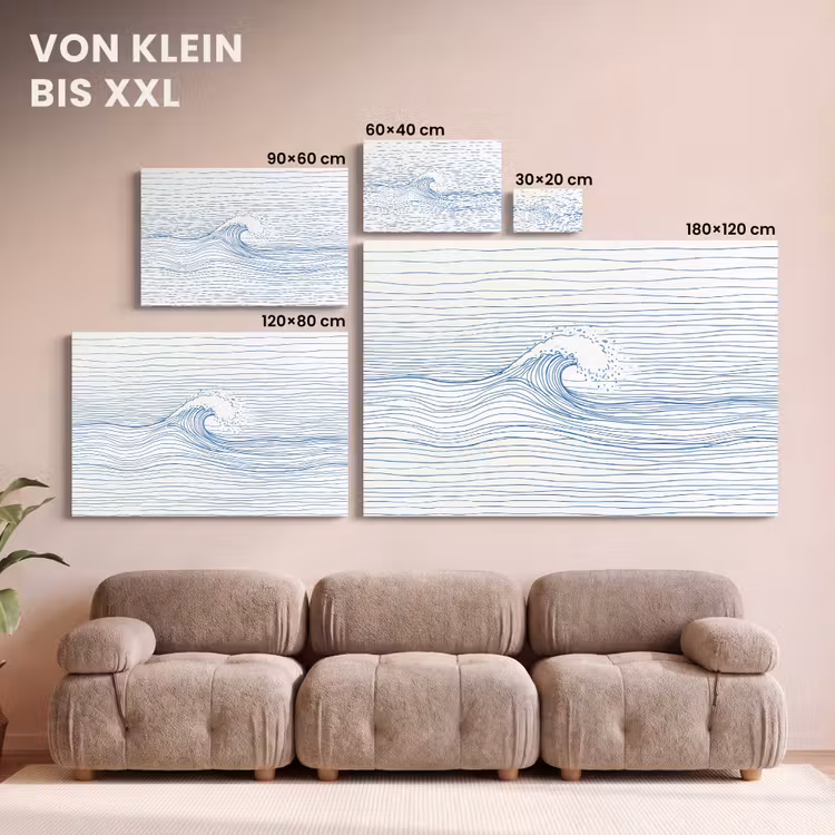 Golf - Brekende - Natuur - Minimalistisch - Blauw canvas 2cm klein -Xsfeer8_DE