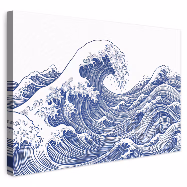 Golf - Japans - Zee - Illustratie - Blauw canvas 2cm klein -3d