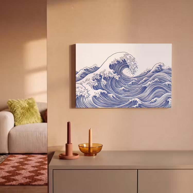 Golf - Japans - Zee - Illustratie - Blauw canvas 2cm klein -sfeer1