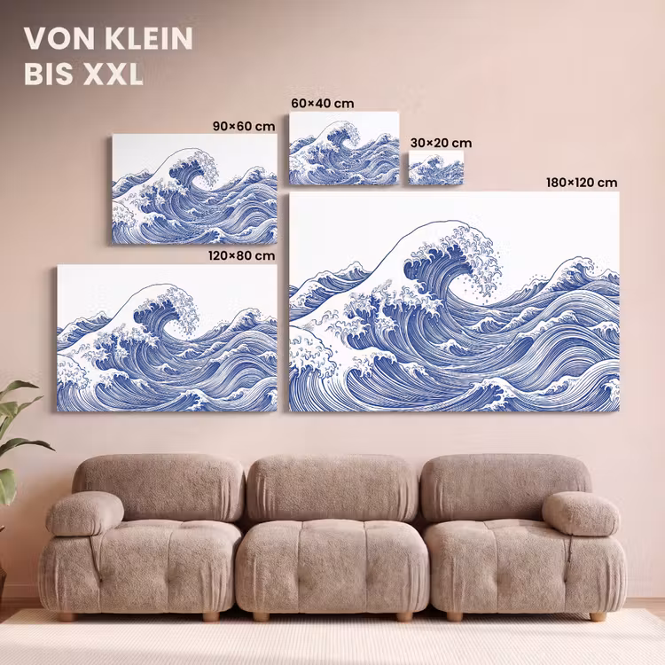 Golf - Japans - Zee - Illustratie - Blauw canvas 2cm klein -Xsfeer8_DE