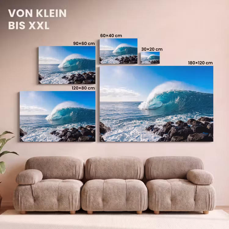 Golf - Oceaan - Brekend - Water - Blauw canvas 2cm klein -Xsfeer8_DE