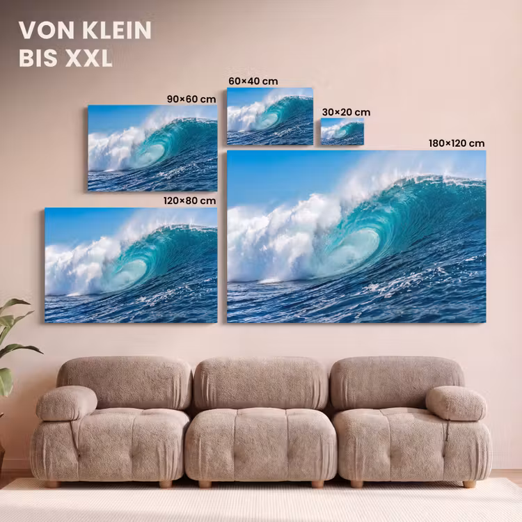 Golf - Oceaan - Water - Dynamisch - Blauw canvas 2cm klein -Xsfeer8_DE