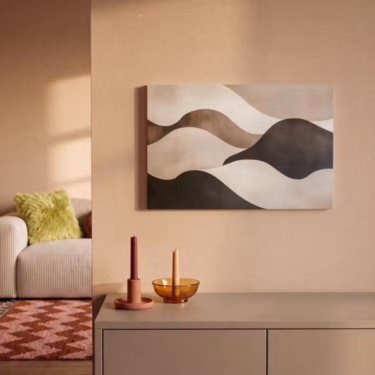 Golven - Abstract - Beige canvas 2cm klein -sfeer1