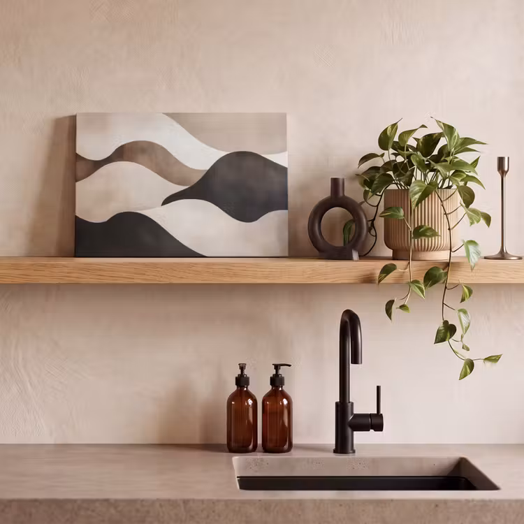 Golven - Abstract - Beige canvas 2cm klein -sfeer6