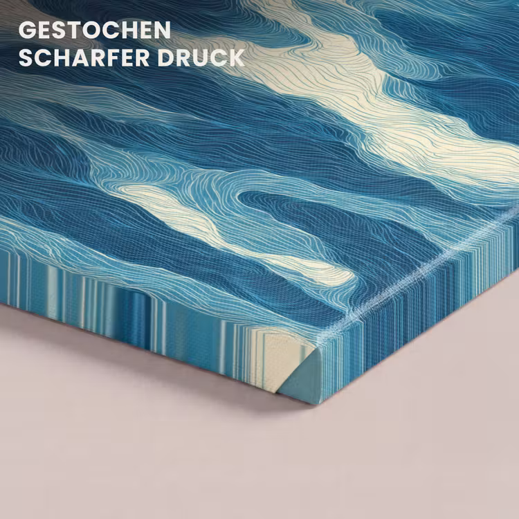Golven - Abstract - Patroon - Blauw - Wit canvas 2cm klein 34 -closeup_print_DE