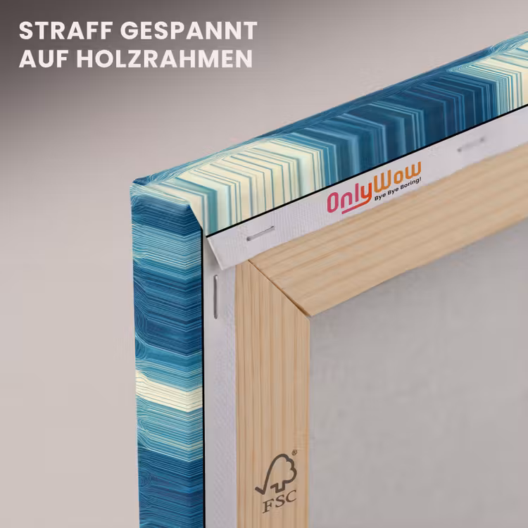 Golven - Abstract - Patroon - Blauw - Wit canvas 2cm klein 34 -uniquesellingpoint_afwerking-onlywow_DE