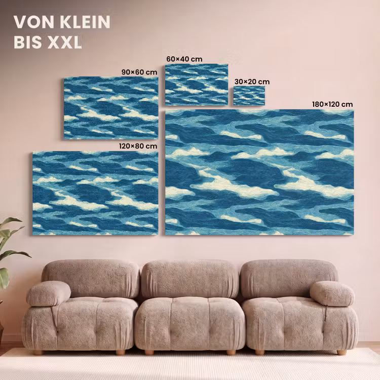 Golven - Abstract - Patroon - Blauw - Wit canvas 2cm klein 34 -Xsfeer8_DE