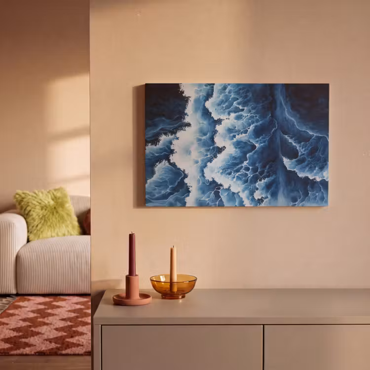 Golven - Blauw - Schuim canvas 2cm klein -sfeer1