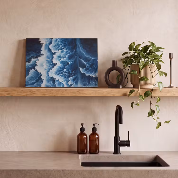 Golven - Blauw - Schuim canvas 2cm klein -sfeer3
