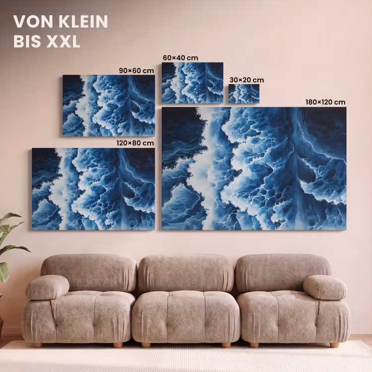 Golven - Blauw - Schuim canvas 2cm klein -Xsfeer8_DE