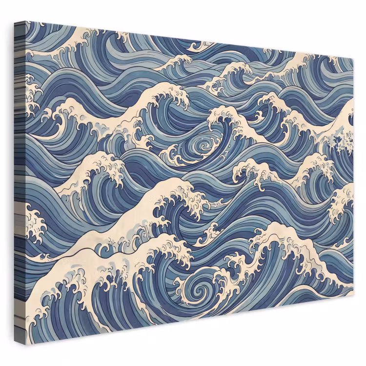 Golven - Zee - Natuur - Abstract - Blauw canvas 2cm klein -3d