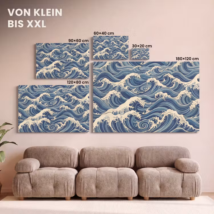 Golven - Zee - Natuur - Abstract - Blauw canvas 2cm klein -Xsfeer8_DE
