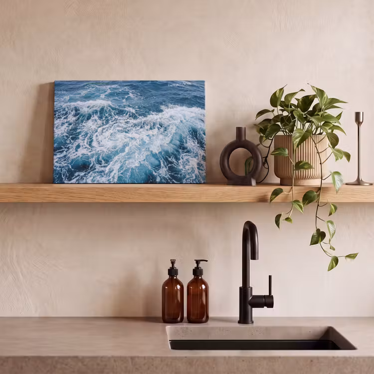 Golven - Oceaan - Blauw canvas 2cm klein -sfeer3