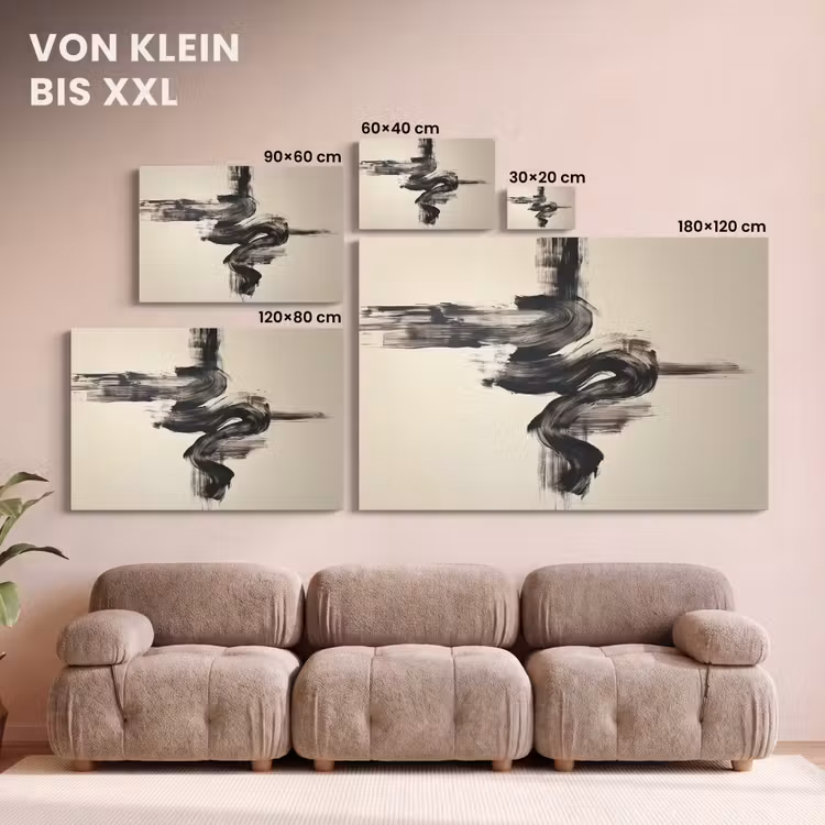 Golven - Penseelstreken - Beige - Minimalistisch canvas 2cm klein -Xsfeer8_DE
