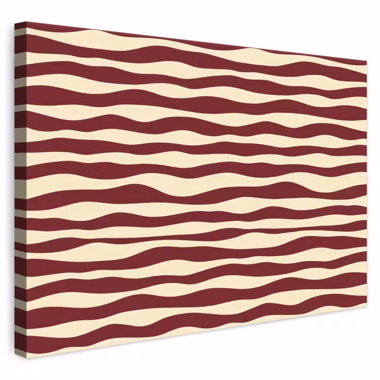 Golven - Rood - Patroon - Crème canvas 2cm klein 34 -3d