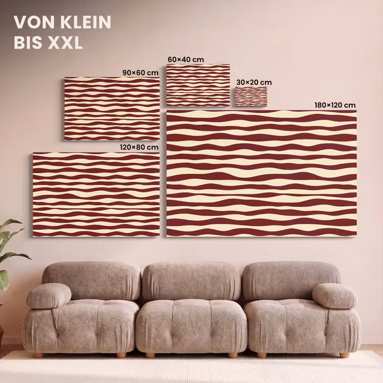 Golven - Rood - Patroon - Crème canvas 2cm klein 34 -Xsfeer8_DE