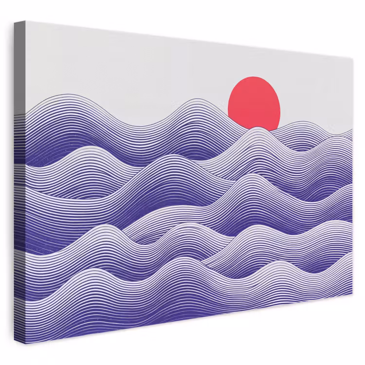 Golven - Zon - Natuur - Abstract - Rood canvas 2cm klein -3d