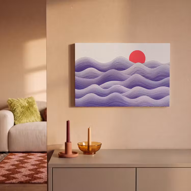 Golven - Zon - Natuur - Abstract - Rood canvas 2cm klein -sfeer1